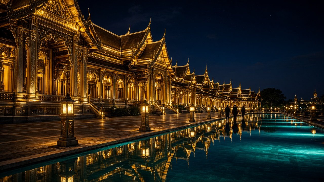 Illuminated Thai temple