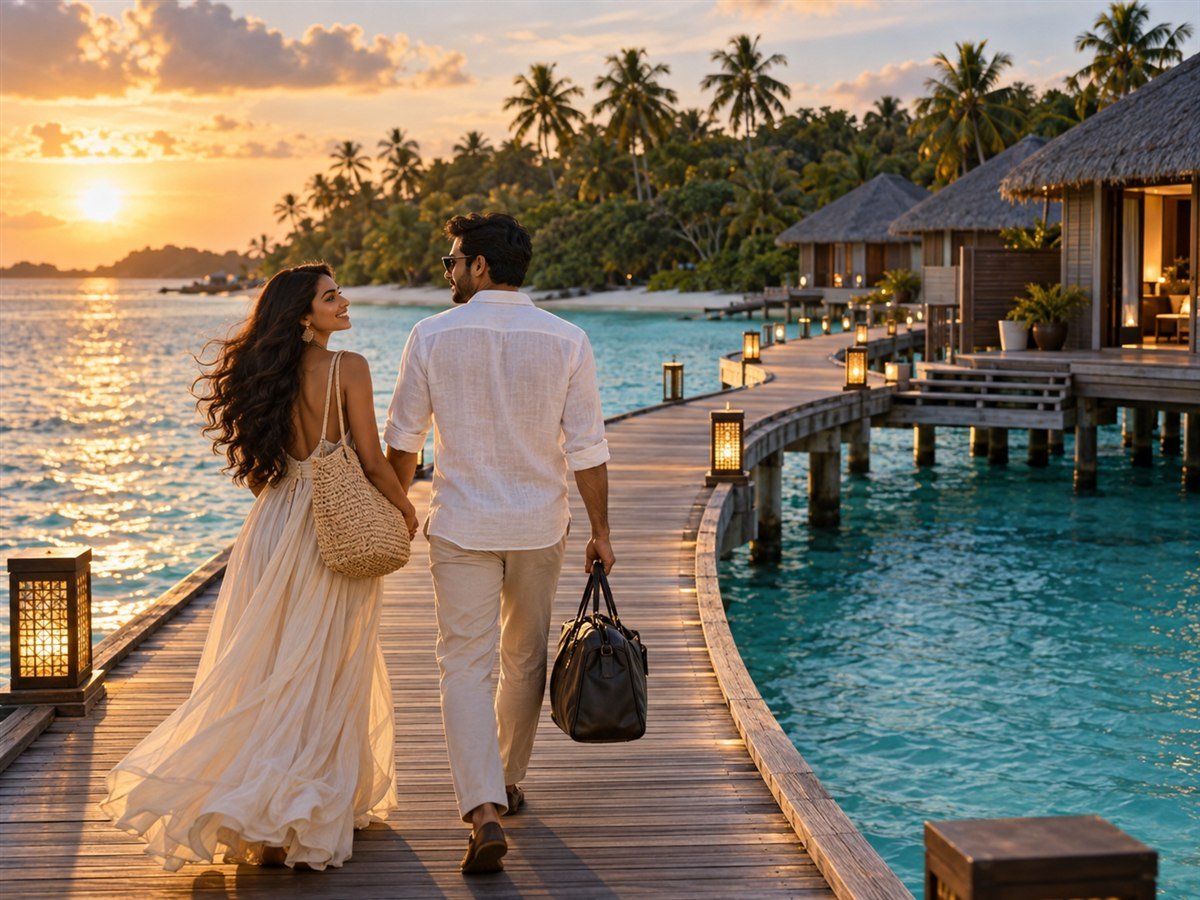 Couple beginning a tailor-made tropical island holiday